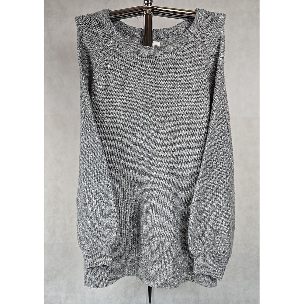 Lauren Conrad Knit Sweater Women Size 2X Long Sleeve Gray‎ Metallic NEW